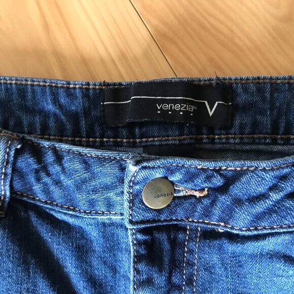 Denim Patchwork Jeans, 12-14: Blue on Blue Edgy Upcycled Grunge Hippie Pants - Picture 4 of 8